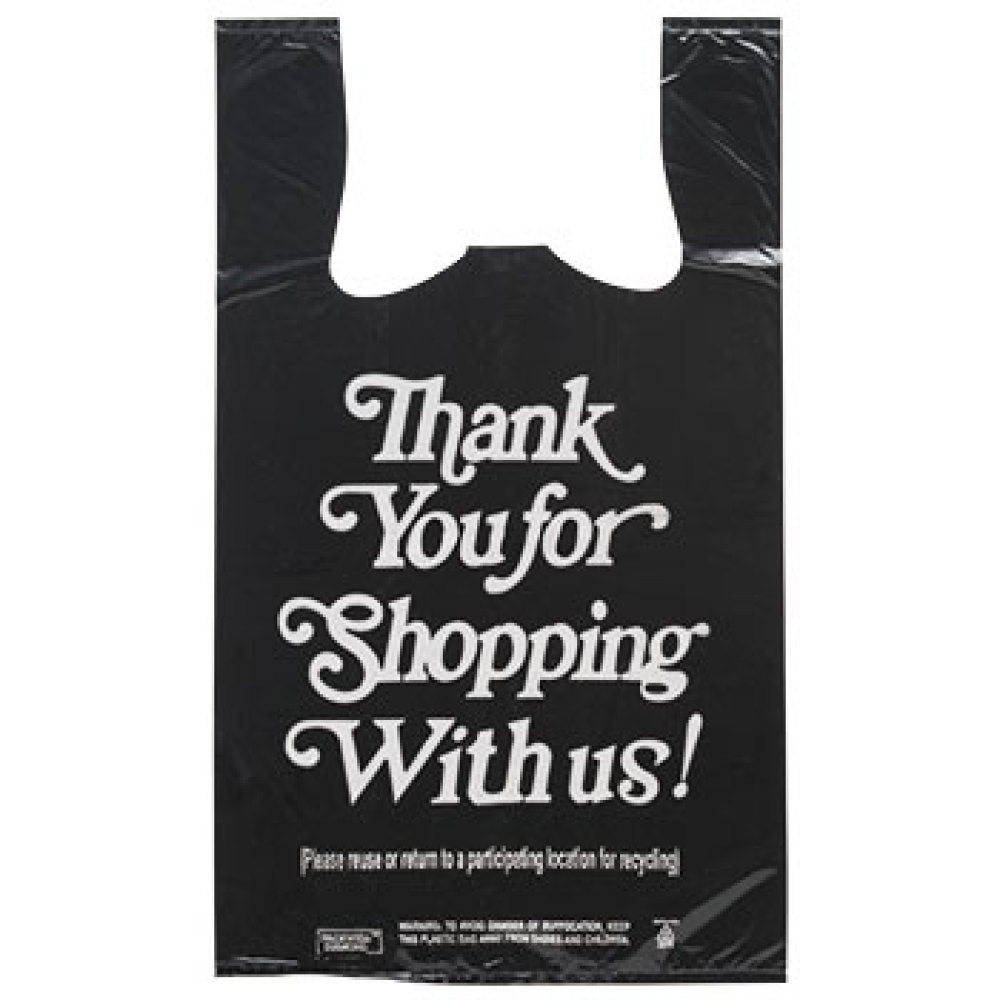 1/6 Plastic Shopping Bags – 300 Count (Black)