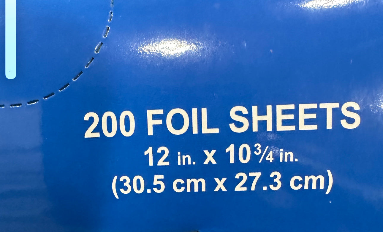Aluminum Foil Sheets 200 Count (12 in x 10 3/4 in): Pre-Cut, Convenient, and Durable