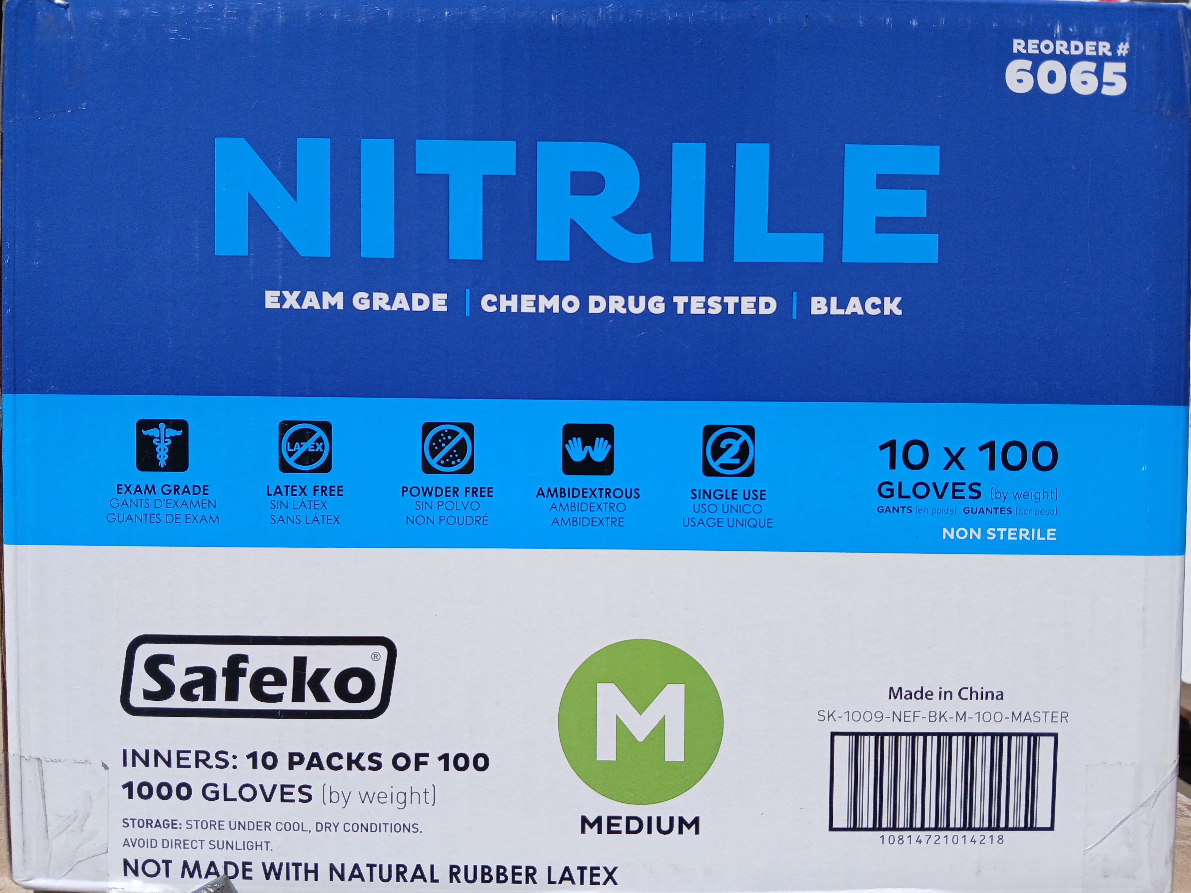 Black Nitrile Gloves – 1000 Count - MEDIUM (Powder Free)