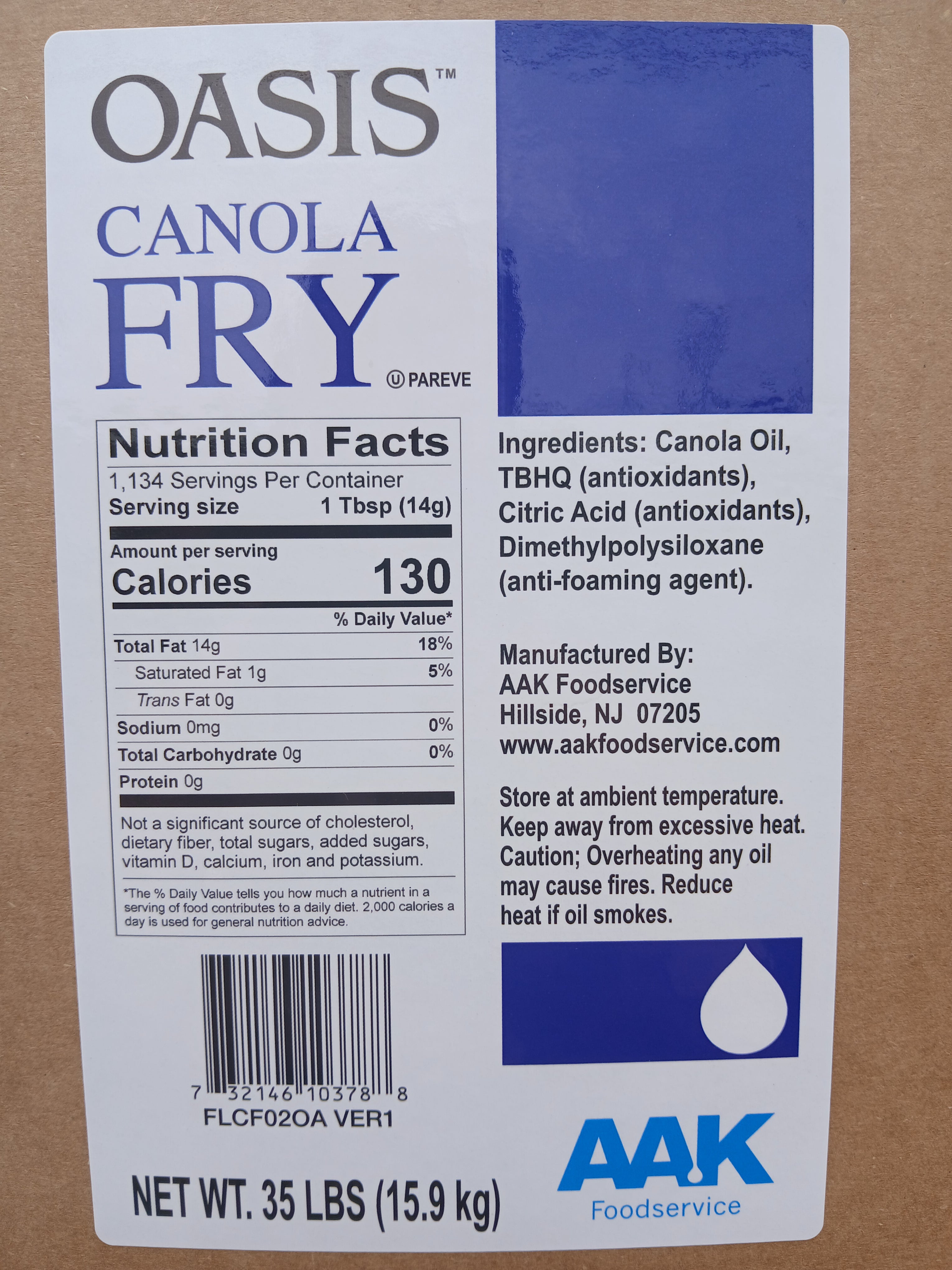 Oil Canola Fry 35 LB Oasis