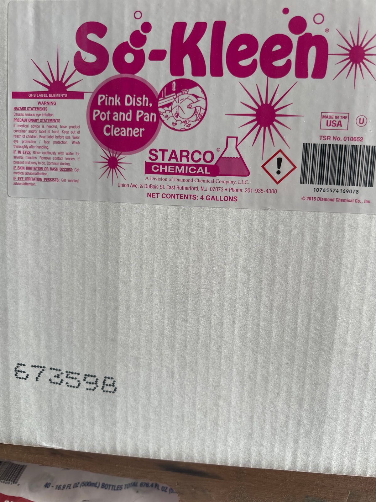 So. Kleen 1 x 4 gallon ￼pink dish pot and pan cleaner