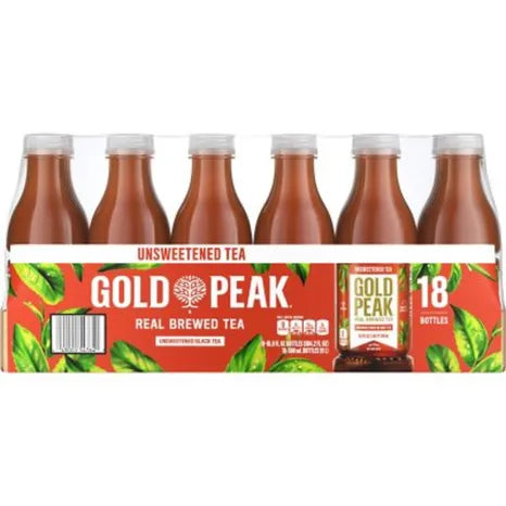 Gold Peak Lemon UNSweeted Tea, 18.5 oz Bottles, 12 Pack