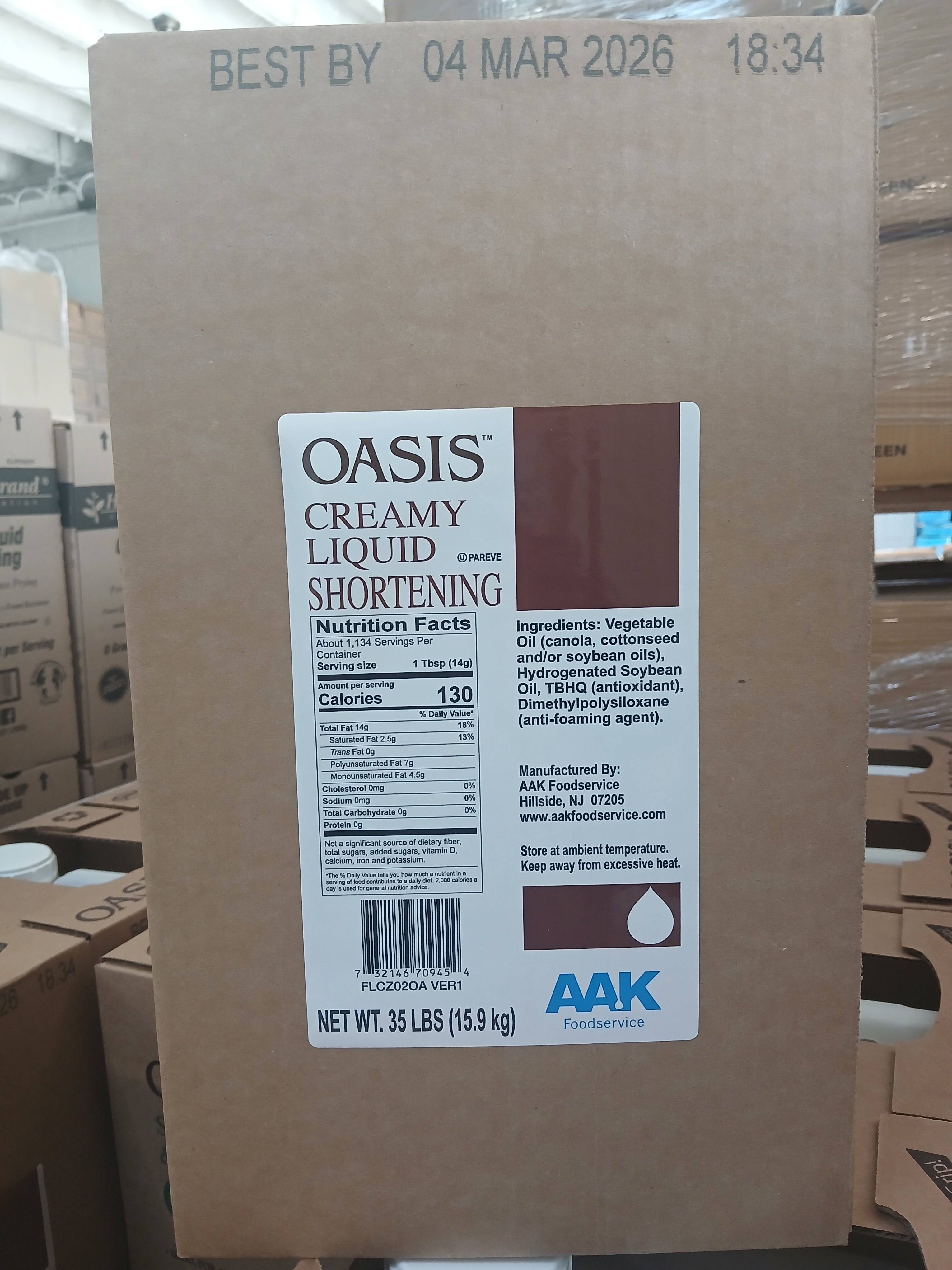 Oil Creamy Liquid Shortening 35 LB Oasis