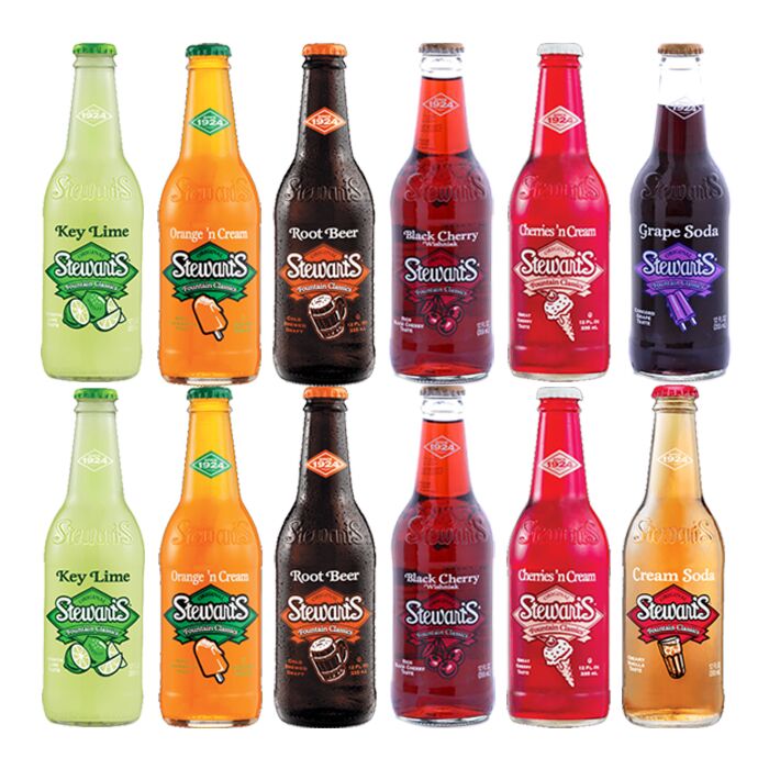 steawarts 12oz glass 24 pack root bear