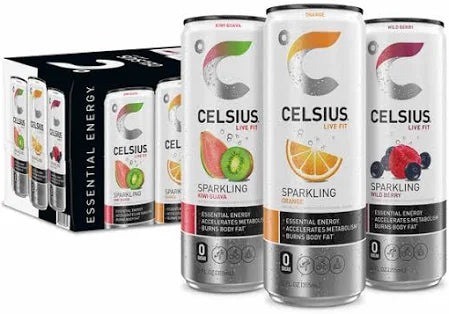 Celsius Variety Cans 1 x 18 (Kiwi, Orange, Wild Berry)